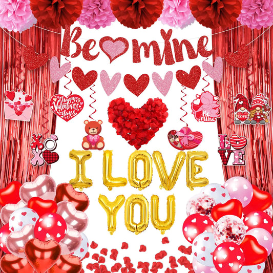 Valentines Day Decorations Kit I Love You Balloons Decorations Indoor Happy Valentines Day Decor for Party Romantic Wedding Anniversary Decor for The Home for Valentines Day