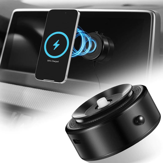 Datanly Vacuum Suction Magnetic Car Phone Holder 2.5 x 0.8 Inch Rechargeable Car Phone Holder Suction Mount 360° Rotatable Cell Phone Magnet Mount Compatible with iPhone 12 13 14 15