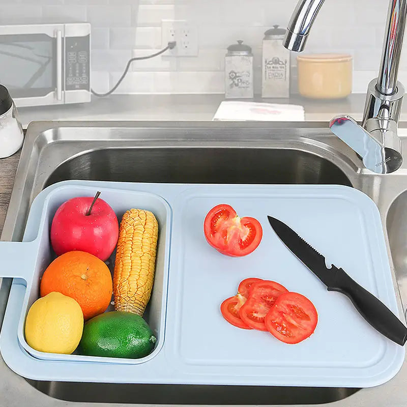 Multifunctional Sink Chopping Board with Drain Basket